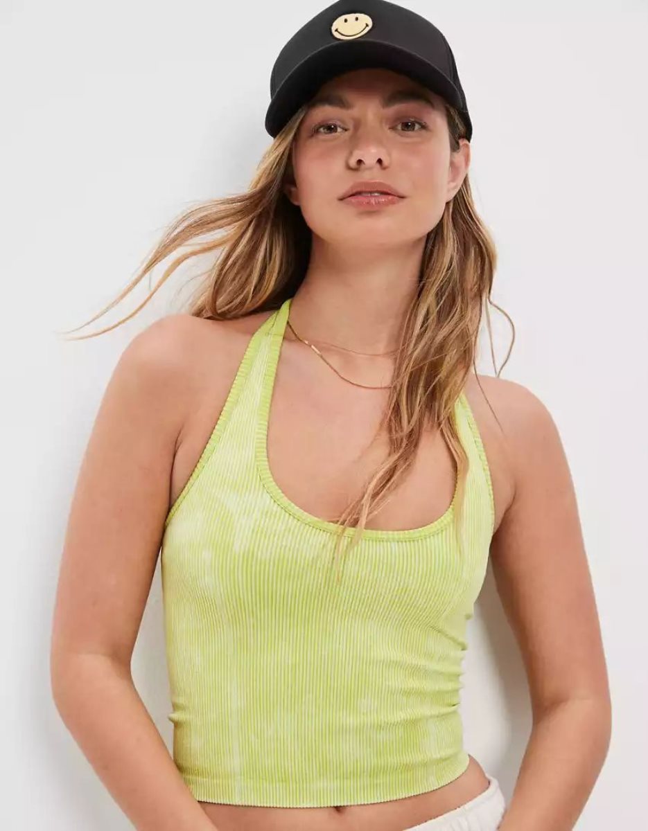 Debardeur American Eagle AE Super Seamless Halter Jaune Femme | QVO-80206436